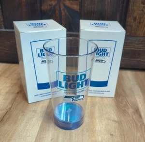 New Set Of 2 Bud Light Lighted Touchdown Glass Mug Cup Seattle Seahawks Plastic  - Picture 1 of 5