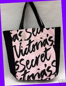 1 Victoria's Secret Tasche Shopper Handtasche PINK SCHWARZ Grafik Kursivtext - Bild 1 von 3