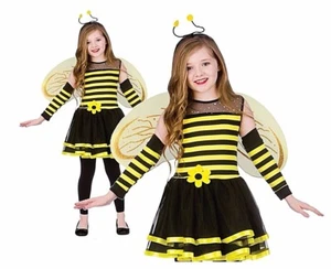 Child BUMBLE BEE + WINGS Kid Animal Bug Girls Child Fancy Dress Costume Age 5-13 - Picture 1 of 5