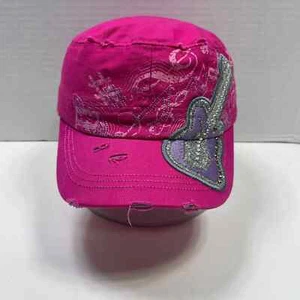 Kbethos Distressed Rhinestone Guitar Hat Pink Hook/Loop Adjustable Strap OSFM - Picture 1 of 10