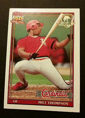 Milt Thompson Cardinals Braves 1991 Topps Desert Shield #63 Authentic AP15 - Image 1 of 2