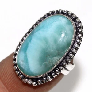 Larimar 925 Silver Plated Gemstone Handmade Ring US 3 Jewelry Gift GW - Picture 1 of 3