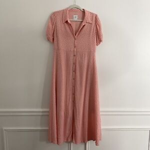 The Nines By Hatch Tie Short Sleeve Crepe Maternity Dress in Pink size Medium