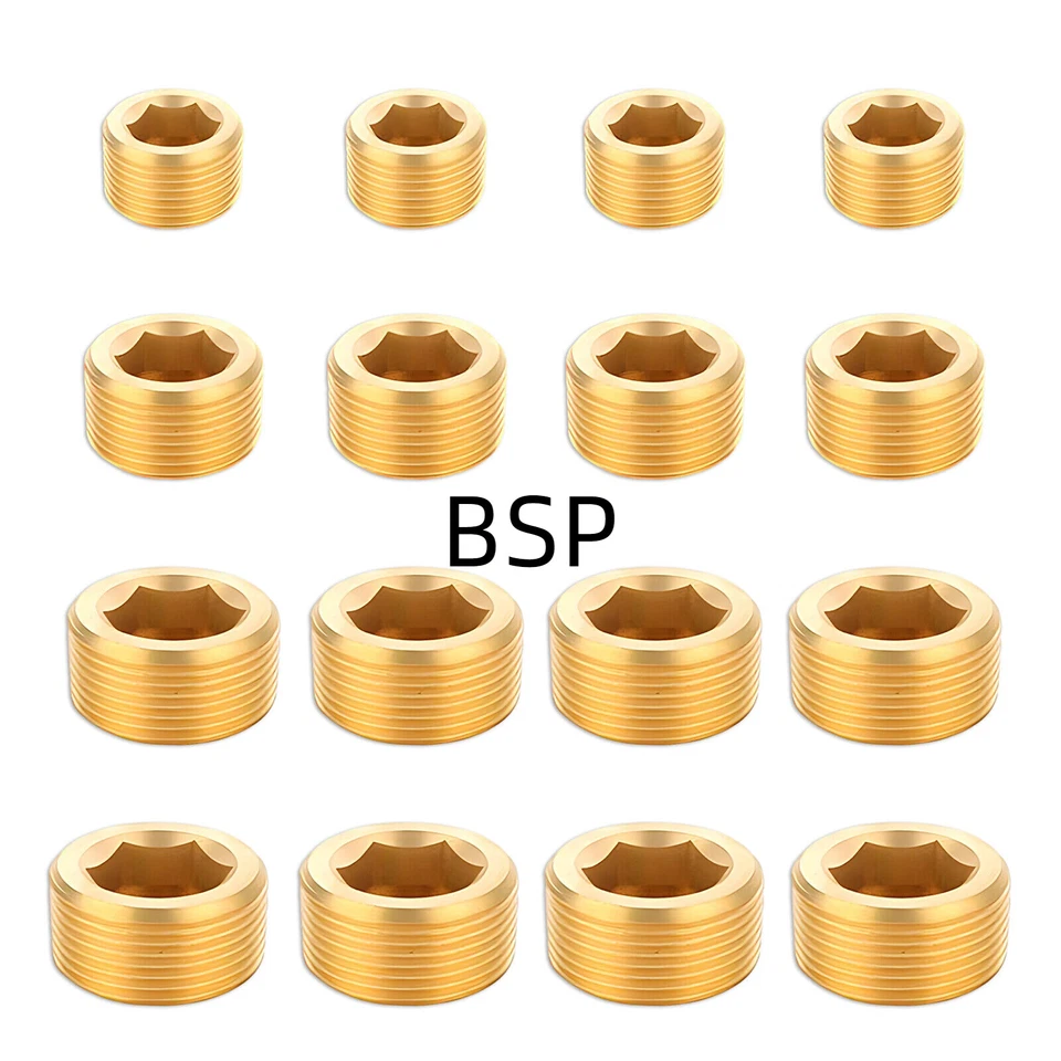 1/8" 1/4" 3/8" 1/2" 3/4" 1"Male BSP Brass Plug Allen Key Countersunk Hex Socket - Image 1 of 3