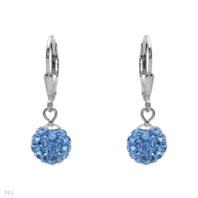 Preciosos pendientes con cristales azules genuinos en plata de ley 925 Foto 1 de 2