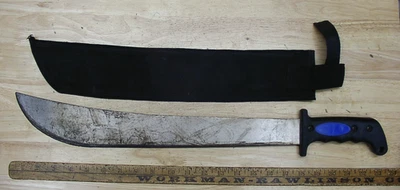 Machete sin marca con funda, 1 lb.2.3 oz., 23", con borde de 17-3/4", BlackBluePlastic Hndl Foto 1 de 4