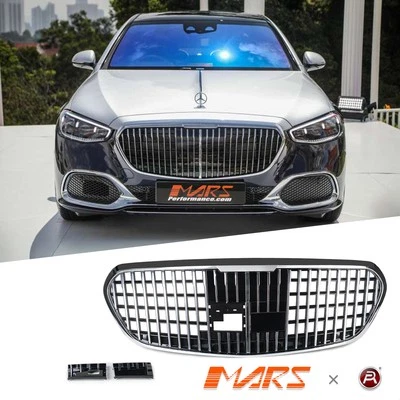 Chrome Maybach Style Bumper Bar Grill Grille for Mercedes-Benz W223 S-Class 21+ - image 1 of 4