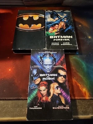 Batman VHS Movie Lot Set of 3 Keaton Kilmer Clooney Robin Forever DC - Works - Image 1 of 4