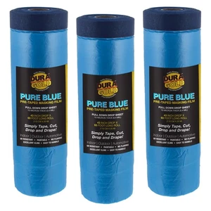 Dura-Gold 43" Wide x 65' Long Roll of Pure Blue Pre-Taped Masking Film, 3 Pack - Picture 1 of 5