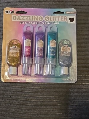 Tulip Stardust Dazzling Glitter Ultra Sparkling Fabric Paint (5) 1 oz tubes - Image 1 of 4