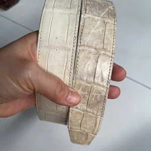 White  100% Genuine Exotic Body Leather Skin Men's Belts Buckle.3.8cm - Picture 1 of 17