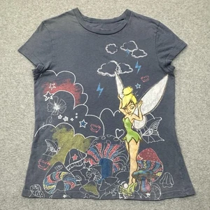 Disney Tinker Bell Shirt Juniors XL Blue Short Sleeve Fairy Graphic Tee Womens - Picture 1 of 8