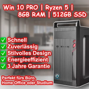Business Büro PC KIT HardFix® Ryzen 5 |8GB RAM | 512GB SSD | Windows 10 PRO - Afbeelding 1 van 3
