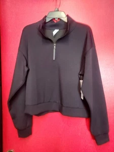 Nuevo con etiquetas Top Zella 1/4 Cremallera Negro Manga Larga L - Imagen 1 de 5