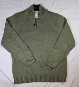 Suéter Jersey LL Bean Para Hombre 1/4 Cremallera Tejido Estilo Cuello Simulado XL Alto Verde Oliva - Imagen 1 de 3