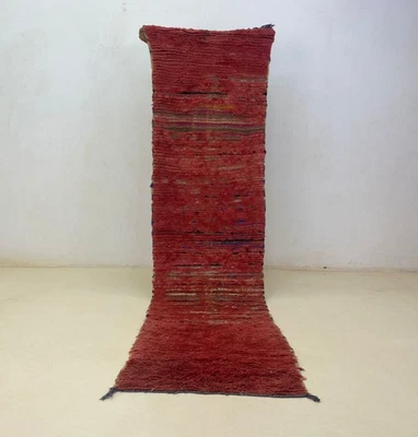 Unique 2'7x10'5ft Vintage Moroccan Handmade Rug Berber Wool Hallway Area Runner - Image 1 of 4