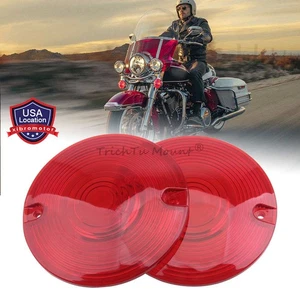 Red Turn Signal Light Lens Covers Fit For Harley Touring Electra Glide Road King - Picture 1 of 18