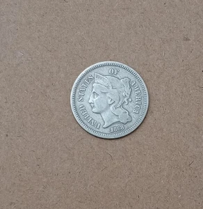 USA 3 Cents~ Three Cent Nickel 1868~* XF - Picture 1 of 6