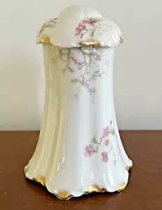 Antique Haviland Limoges Tea Caddy Jar Cover Lid Pink Floral Gold Victorian - Picture 1 of 15