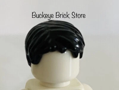 NEW Lego Minifig BLACK HAIR Short Tousled With Side Part Minifigure - Image 1 of 3