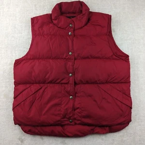 Vintage LL Bean Vest Womens L Red Goose Down Puffer Snap Outdoor 90s Gorpcore - Picture 1 of 11