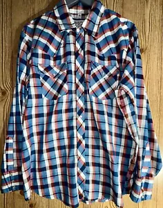 Camisa Vintage Border Town Western Wear Perla Snap Mangas Largas con Botones - Imagen 1 de 14