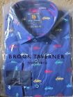 Brook Taverner Shirt 16.5in Collar 41-43" Chest Long Sleeves Blue Motif Car BNIP
