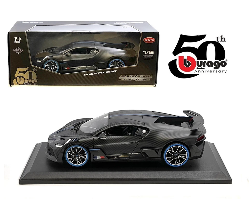 Bburago 1:18 Bugatti Divo Carbon Fiber 50th Anniversary Limited Edition 11101 - Image 1 of 1