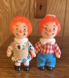 Raggedy Ann & Andy 3.5” Doll Soft Plastic Head & Body Stamped B-MCO & KTC Inc