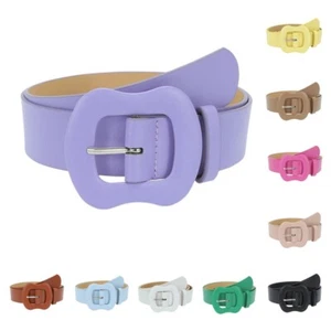 Women's Fashion Pin Buckle Waist Belt Ladies Faux Leather Solid Jeans Waistband - Picture 1 of 16