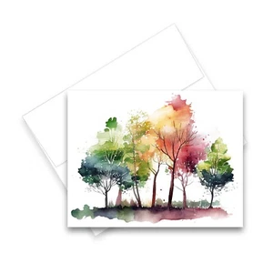 12 All Occasion Greeting Cards Blank w/ Envelopes - Watercolor Tree Cards - Picture 1 of 2