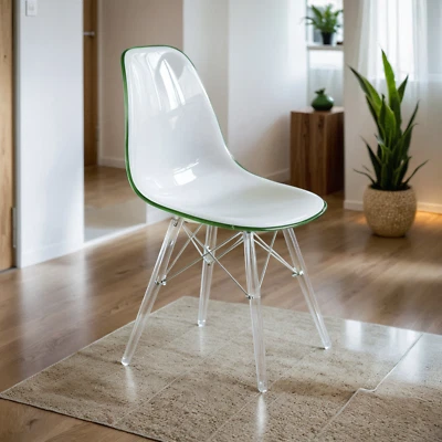 Silla auxiliar de comedor moldeada Cresco con base de acrílico - Asientos de comedor elegantes Foto 1 de 4