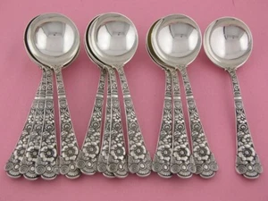 Rare 12 Sterling Silver GORHAM Bouillon Soup Spoons CLUNY 1880 - Picture 1 of 6