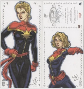 2017 Marvel Premier Triple Panel Sketch Card Foreman Captain Marvel - Picture 1 of 1
