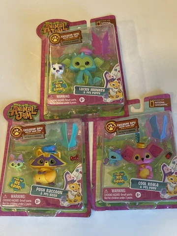 Lot Of 3 NEW - Animal Jam Friends Cool Koala, Posh Racoon, Lucky Monkey Cover