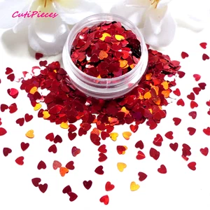 Arte en uñas Brillo Brillo Holográfico 3 mm *Corazones rojos* San Valentín V2 - Imagen 1 de 3