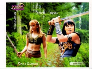 SELLO DE COLECCIONISTA DE TURKMENISTÁN XENA Y GABRIELLE SIN CIRCULAR SIN CORTAR - BAJO #0088/1000 - Imagen 1 de 1