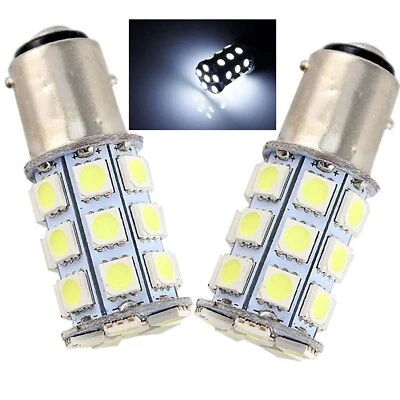 #1157 27-SMD White LED Tail Light Brake Stop Turn Signal Lamp 12 Volt Bulbs Pair - Image 1 of 4