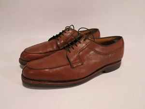 Allen Edmonds 10 D Stockbridge Split Apron Toe Derbies Tan Leather Shoes made US - Picture 1 of 9