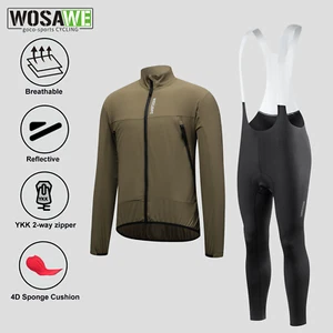 WOSAWE Cycling Sets Men Breathable Jacket Padded Bib Tights Road Bike Sportswear - Bild 1 von 21