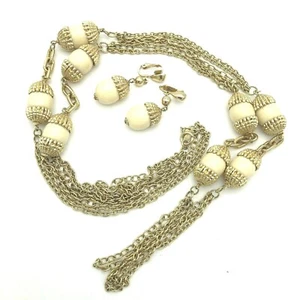 Park Lane Halskette Ohrringe Set Creme Lucite Goldfarben Multi Kette - Bild 1 von 12