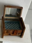 Vintage Wind Up Music Box With Mirror & Hinged Lid, Antique Wood Cupboard Shape