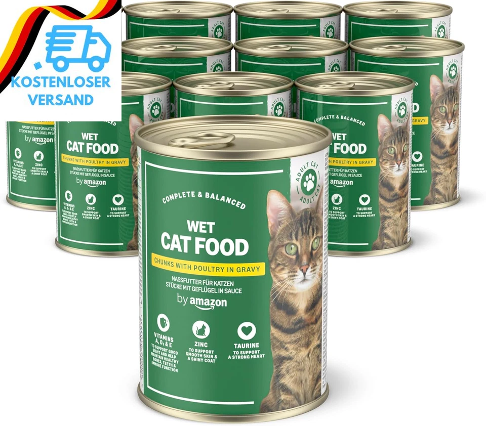 BESUCHE DEN BY AMAZON-STORE By Amazon Nassfutter Für Katzen, Stücke Mit Geflügel in Sauce, 12 X 415 G