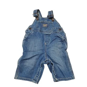 OshKosh Bgosh Denim Overalls Vestbak Snap Crotch Blue 6 Mos - Picture 1 of 6