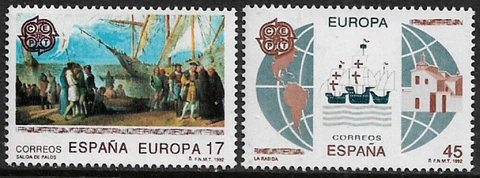 Spain #2675-6 MNH Set - Europa - Discovery of America Cover