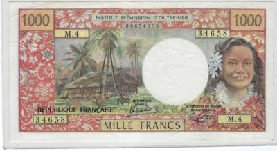 Rare 1000 Francs Banknote – French Polynesia TAZA - Image 1 of 3