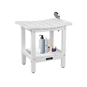 HDPE Shower Bench Seat,White Shower Stool for Inside Shower,Indoor/Outdoor Use - Picture 1 of 7