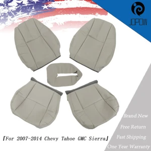 Cubierta de asiento de cuero gris para conductor y pasajero Chevy Tahoe GMC Sierra 2007-2014 - Imagen 1 de 13