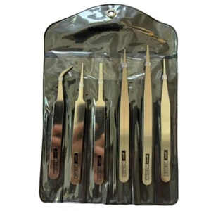 6pcs Stainless Steel Tweezers Set for Precision Work and Crafting Precise Use - Zdjęcie 1 z 8