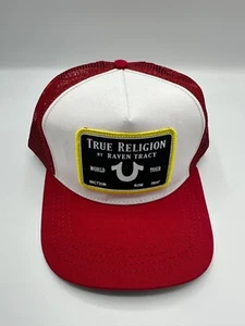True Religion Logo Red Adult Mens Trucker Hat Cap One Size - Picture 1 of 7